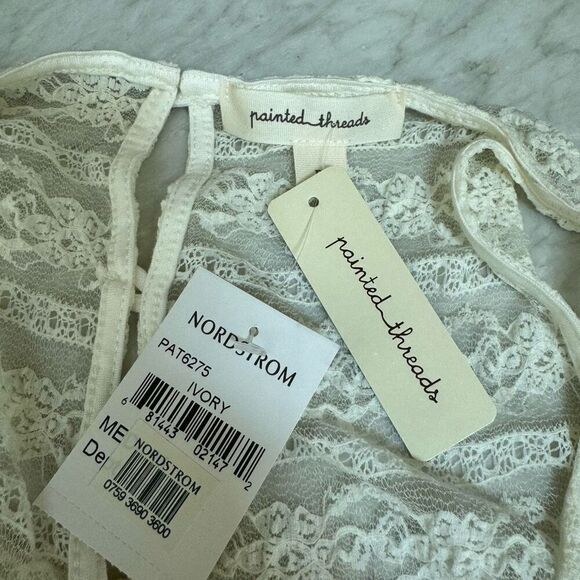 Painted Threads ivory boho lace hi low top blouse size M NWT - Picture 4 of 7